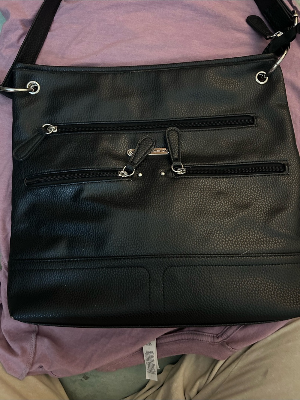 Stone Mountain Accessories Black Pebbled Crossbody Bag